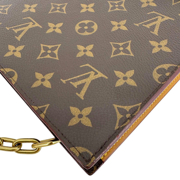 LOUIS VUITTON Legacy Monogram Canvas Chain Clutch Brown