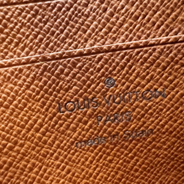 LOUIS VUITTON Legacy Monogram Canvas Chain Clutch Brown