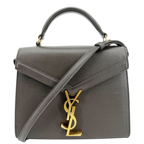 YVES SAINT LAURENT Cassandra Mini Box Grained Leather Shoulder Bag Fog