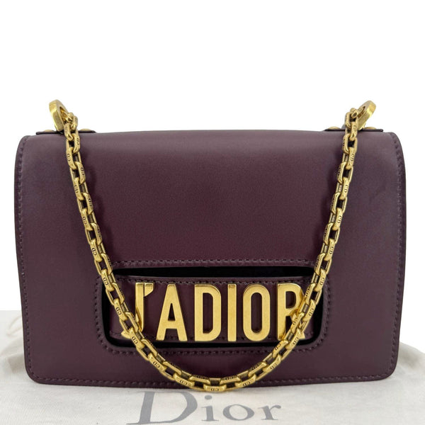 CHRISTIAN DIOR J'Adior Flap Medium Leather Chain Shoulder Bag Burgundy