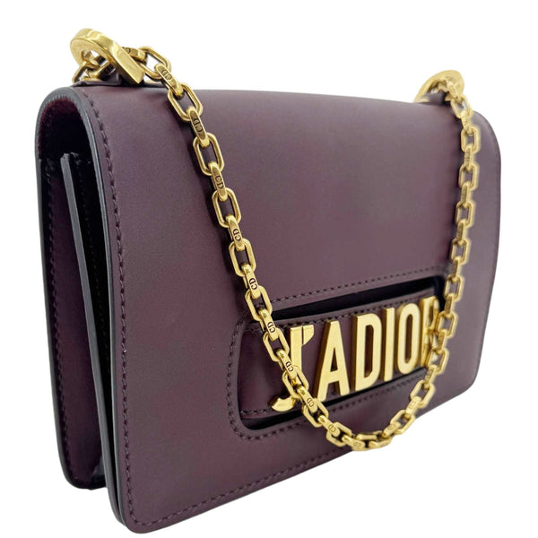 CHRISTIAN DIOR J'Adior Flap Medium Leather Chain Shoulder Bag Burgundy