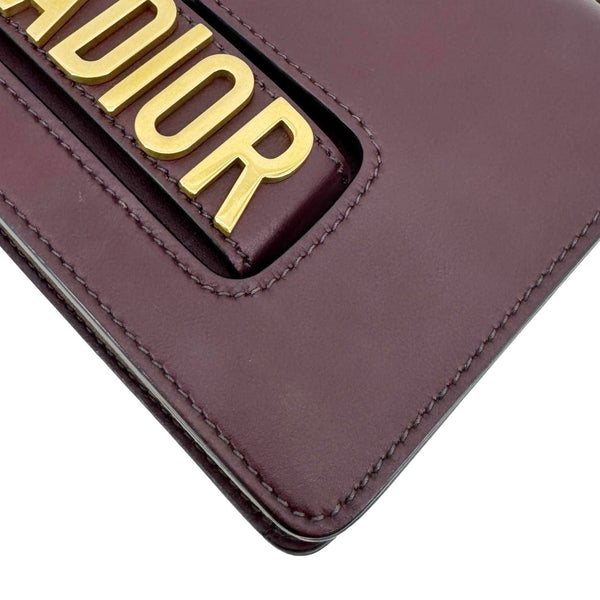 CHRISTIAN DIOR J'Adior Flap Medium Leather Chain Shoulder Bag Burgundy