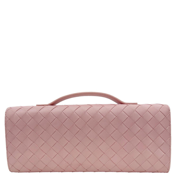 BOTTEGA VENETA Andiamo Woven Leather Clutch Rose