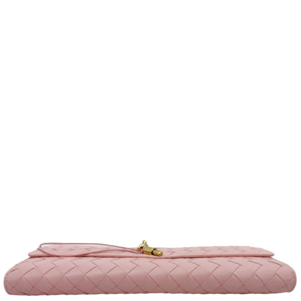 BOTTEGA VENETA Andiamo Woven Leather Clutch Rose