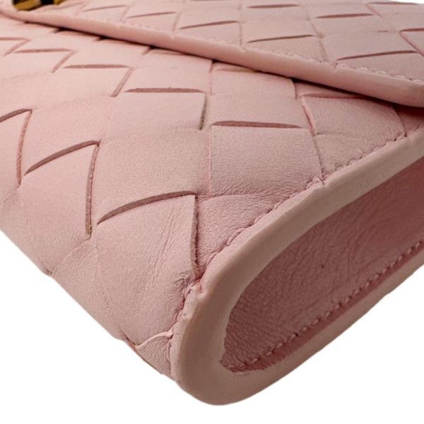BOTTEGA VENETA Andiamo Woven Leather Clutch Rose