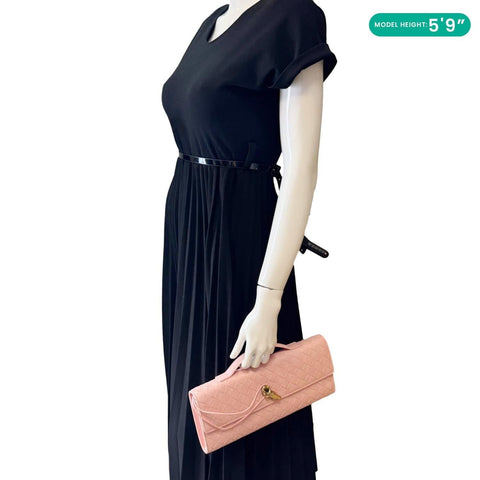 BOTTEGA VENETA Andiamo Woven Leather Clutch Rose