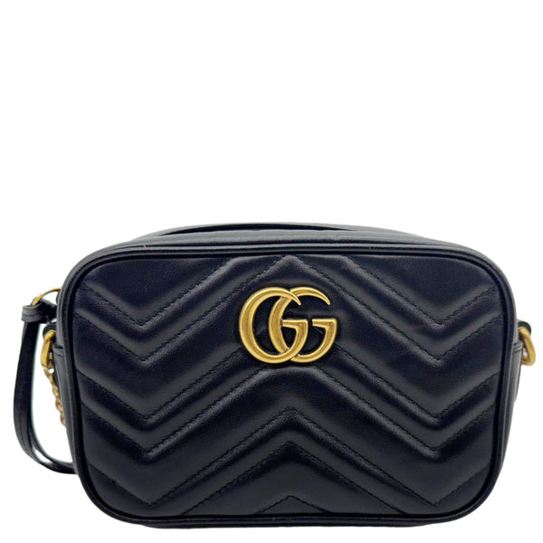 GUCCI GG Marmont Small Calfskin Leather Shoulder Bag Black 448065