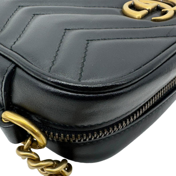 GUCCI GG Marmont Small Calfskin Leather Shoulder Bag Black 448065