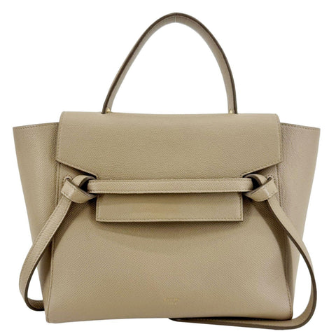 CELINE Mini Belt Grained Calfskin Leather Shoulder Bag Beige