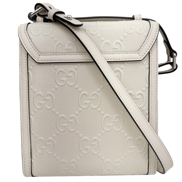 GUCCI GG Tennis Embossed Leather Messenger Bag White 625782