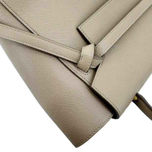 CELINE Mini Belt Grained Calfskin Leather Shoulder Bag Beige