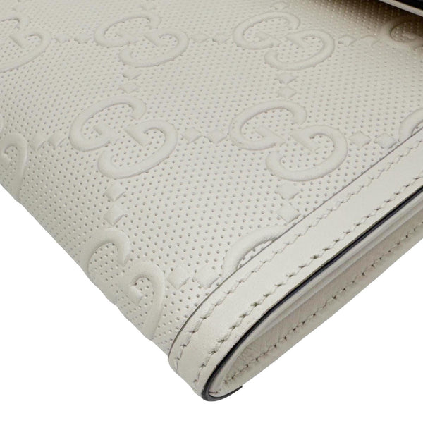 GUCCI GG Tennis Embossed Leather Messenger Bag White 625782