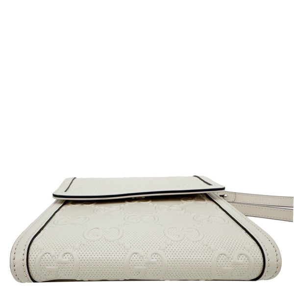 GUCCI GG Tennis Embossed Leather Messenger Bag White 625782