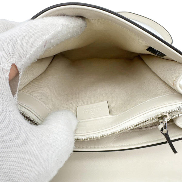 GUCCI GG Tennis Embossed Leather Messenger Bag White 625782