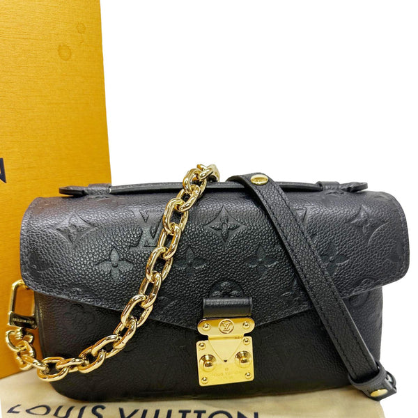 LOUIS VUITTON Metis East West Pochette Empreinte Leather Crossbody Bag Black