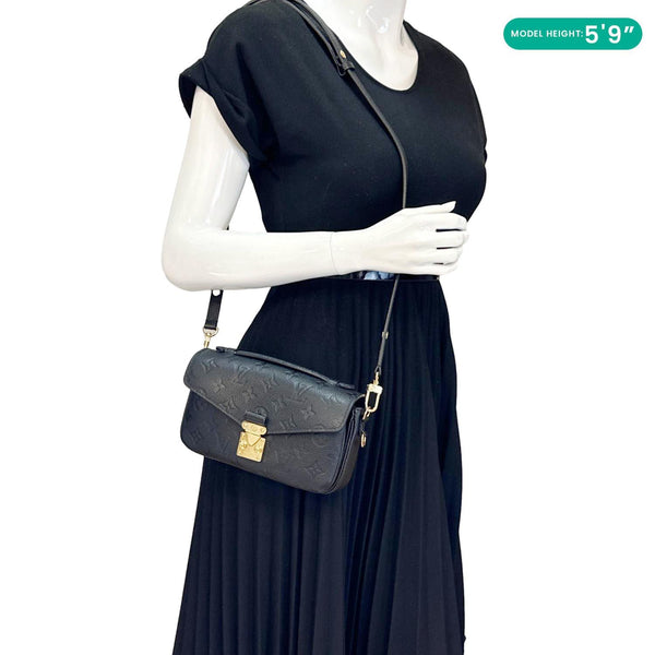 LOUIS VUITTON Metis East West Pochette Empreinte Leather Crossbody Bag Black
