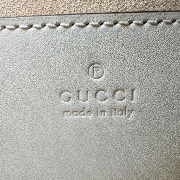 GUCCI Heart Mini Interlocking G Diagonal Matelasse Leather Shoulder Bag Off White 751628