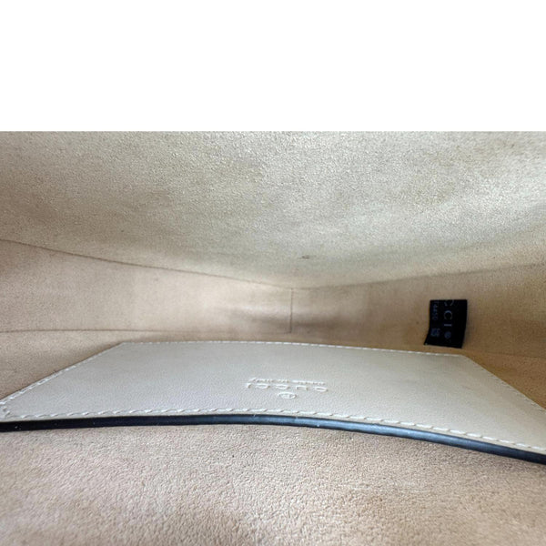 GUCCI Heart Mini Interlocking G Diagonal Matelasse Leather Shoulder Bag Off White 751628