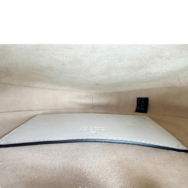 GUCCI Heart Mini Interlocking G Diagonal Matelasse Leather Shoulder Bag Off White 751628