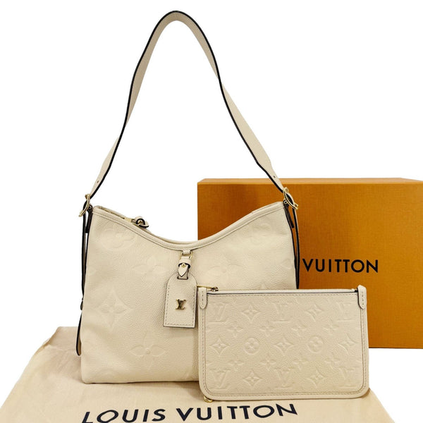 LOUIS VUITTON Carryall PM Monogram Empreinte Leather Shoulder Bag Off White