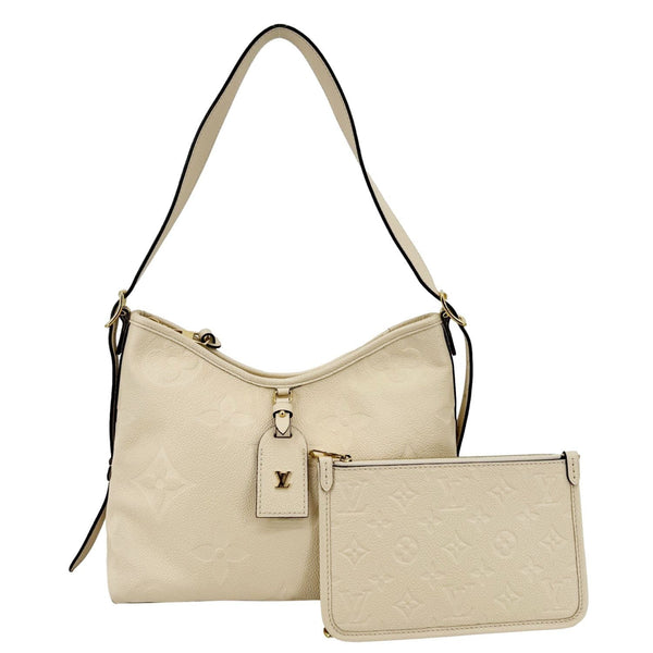 LOUIS VUITTON Carryall PM Monogram Empreinte Leather Shoulder Bag Off White