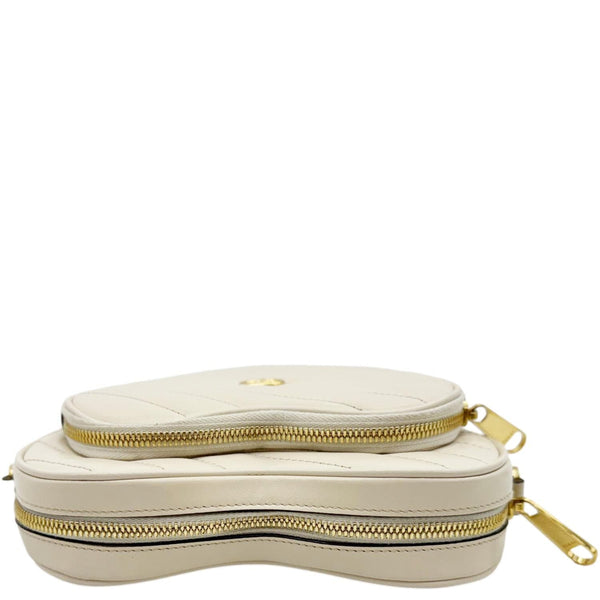 GUCCI Heart Mini Interlocking G Diagonal Matelasse Leather Shoulder Bag Off White 751628