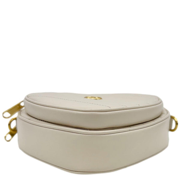 GUCCI Heart Mini Interlocking G Diagonal Matelasse Leather Shoulder Bag Off White 751628