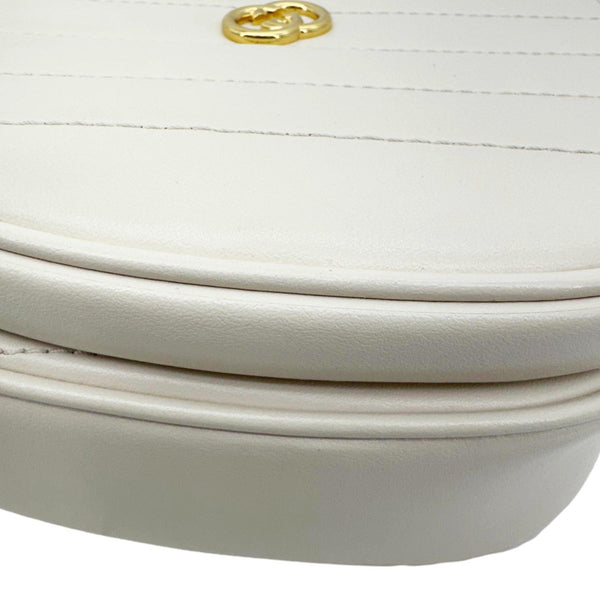GUCCI Heart Mini Interlocking G Diagonal Matelasse Leather Shoulder Bag Off White 751628