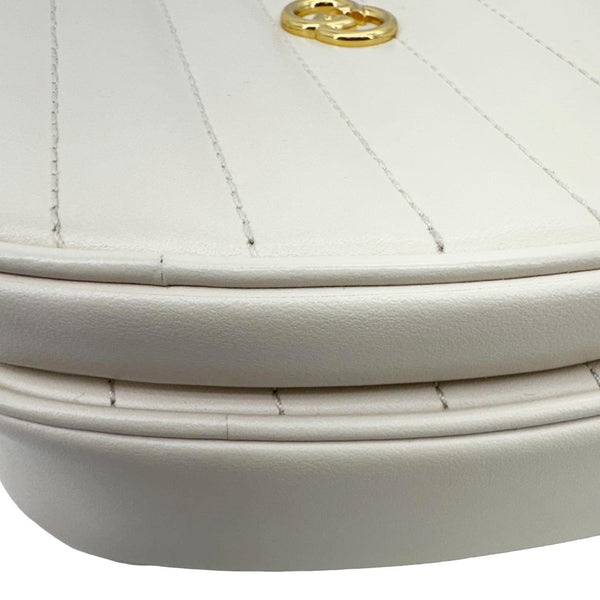 GUCCI Heart Mini Interlocking G Diagonal Matelasse Leather Shoulder Bag Off White 751628