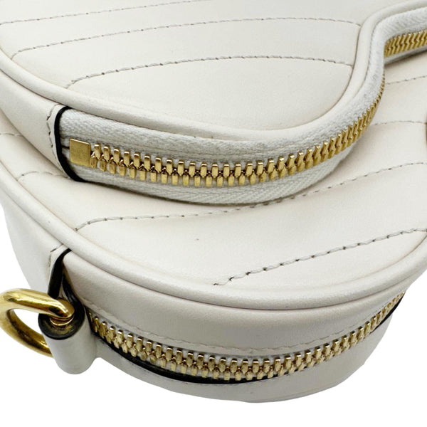 GUCCI Heart Mini Interlocking G Diagonal Matelasse Leather Shoulder Bag Off White 751628