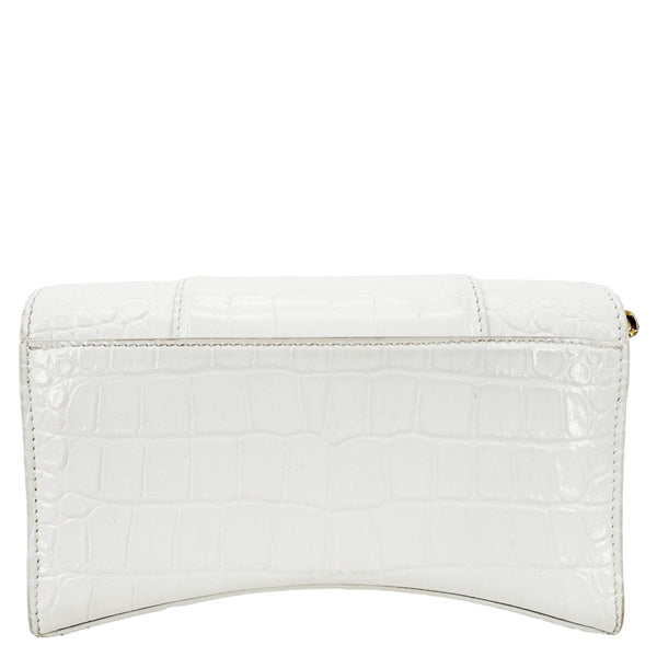 BALENCIAGA Hourglass Leather Wallet On Chain Bag Off White