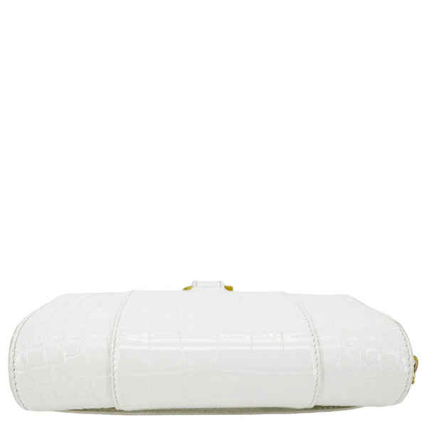 BALENCIAGA Hourglass Leather Wallet On Chain Bag Off White