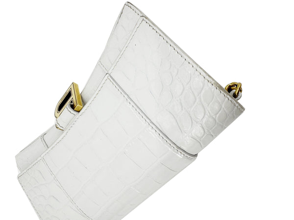 BALENCIAGA Hourglass Leather Wallet On Chain Bag Off White