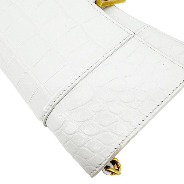 BALENCIAGA Hourglass Leather Wallet On Chain Bag Off White