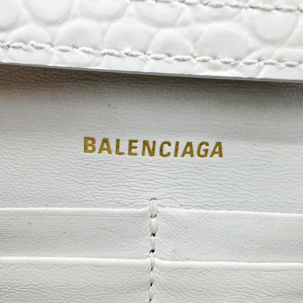 BALENCIAGA Hourglass Leather Wallet On Chain Bag Off White