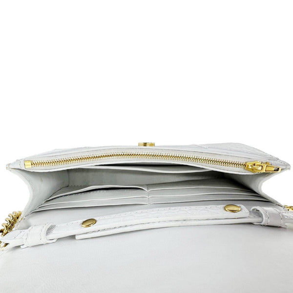 BALENCIAGA Hourglass Leather Wallet On Chain Bag Off White