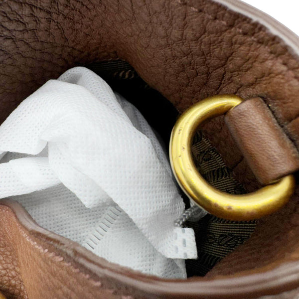 PRADA Vitello Daino Leather Tote Shoulder Bag Brown