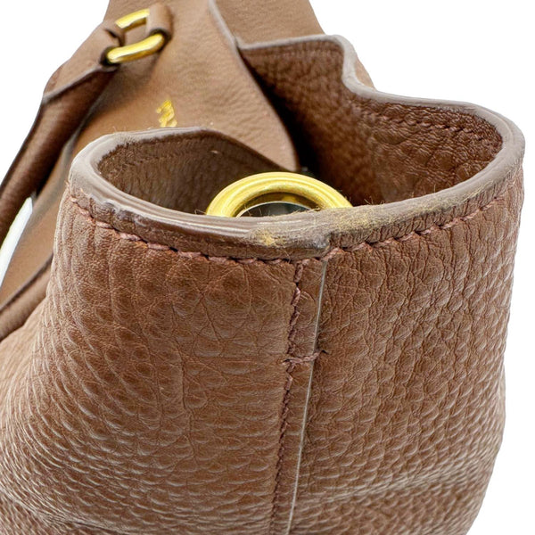 PRADA Vitello Daino Leather Tote Shoulder Bag Brown