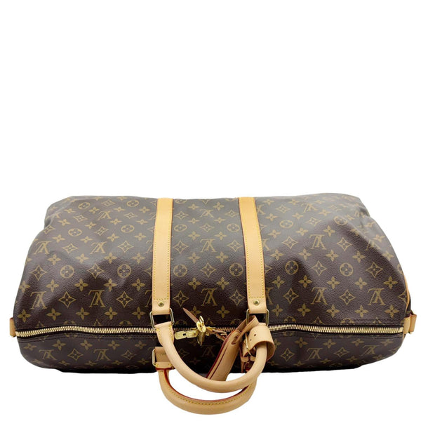 LOUIS VUITTON Keepall 55 Bandouliere Monogram Canvas Travel Bag Brown