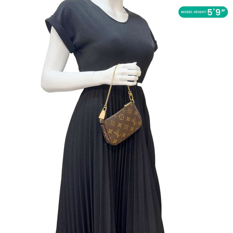 LOUIS VUITTON Multi Pochette Accessoires Monogram Canvas Wristlet Brown