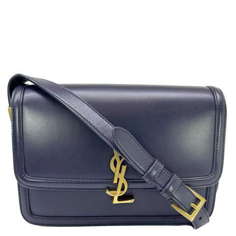 YVES SAINT LAURENT Solferino Medium Leather Shoulder Bag Navy Blue