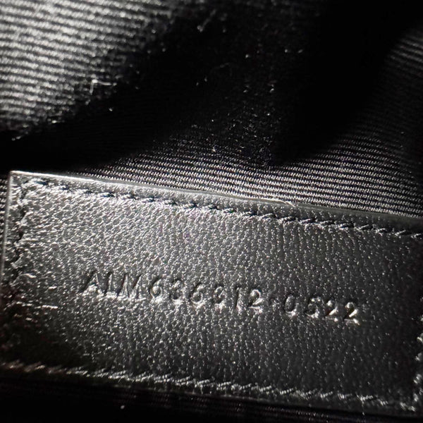YVES SAINT LAURENT Monogram Bill Grain De Poudre Chevron Leather Zip Pouch Black