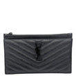 YVES SAINT LAURENT Monogram Bill Grain De Poudre Chevron Leather Zip Pouch Black