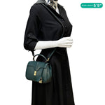 CELINE 16 Small Satinated Leather Top Handle Shoulder Bag Green