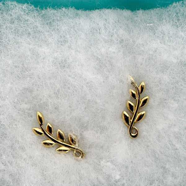 TIFFANY & CO Olive Leaf Climber 18k Gold Earrings Yellow