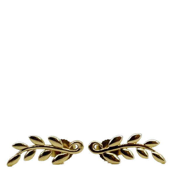 TIFFANY & CO Olive Leaf Climber 18k Gold Earrings Yellow