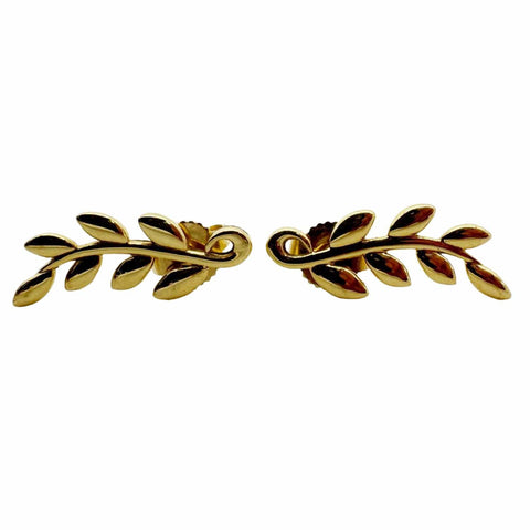 TIFFANY & CO Olive Leaf Climber 18k Gold Earrings Yellow