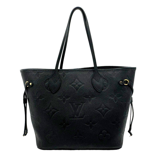 LOUIS VUITTON Neverfull MM Empreinte Leather Tote Shoulder Bag Black