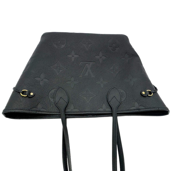 LOUIS VUITTON Neverfull MM Empreinte Leather Tote Shoulder Bag Black