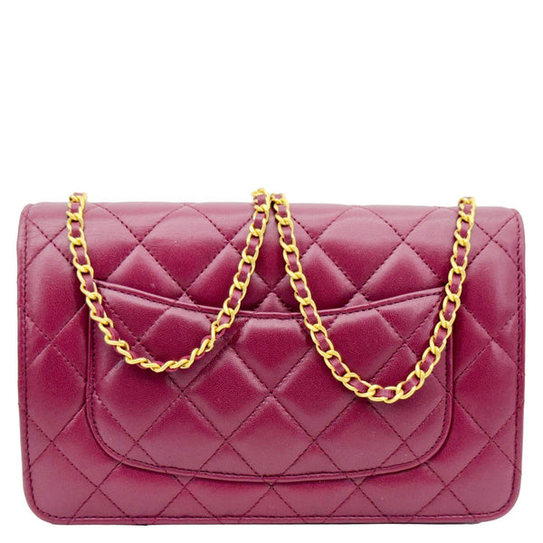 Chanel Coco Hearts Burgundy Quilted Leather Wallet On Chain - Front